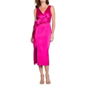 Aidan Mattox Sleeveless Midi Sheath Cocktail Party Dress Colorful Pink Size 6